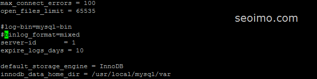 禁用mysql日志记录
